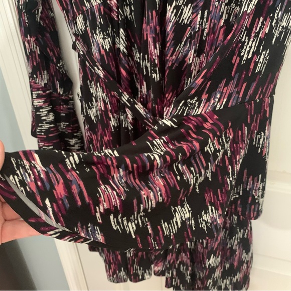 Torrid Black Purple Long Sleeve Mini Dress Size 3X New With Tag Bell Sleeves - Picture 6 of 7